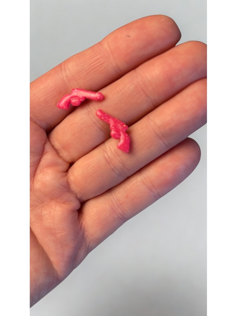 Pink Glitter Revolver Polymer Clay Stud Earrings | Western Whimsy Collection